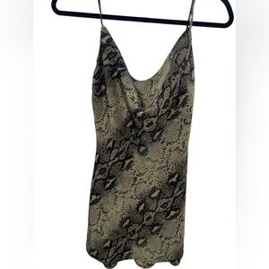 Evenuel snake skin print spaghetti strap mini slip dress size small